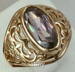 Vintage Original Soviet Russian Amethyst Solid Rose Gold Ring 583 14K USSR