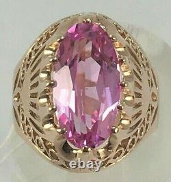 Vintage Original Soviet Russian Amethyst Solid Rose Gold Ring 583 14K USSR