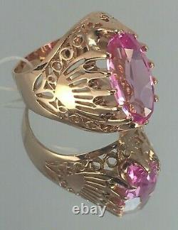 Vintage Original Soviet Russian Amethyst Solid Rose Gold Ring 583 14K USSR