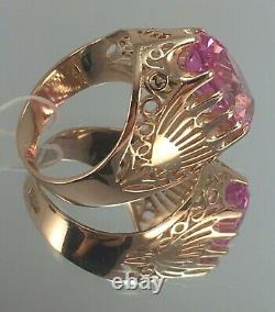 Vintage Original Soviet Russian Amethyst Solid Rose Gold Ring 583 14K USSR