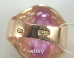 Vintage Original Soviet Russian Amethyst Solid Rose Gold Ring 583 14K USSR