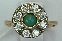 Vintage Original Soviet Russian Natural Turquoise Rose Gold Ring 583 14K USSR