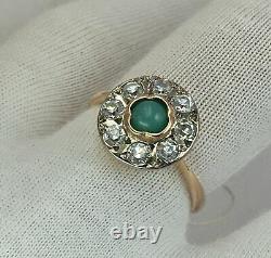 Vintage Original Soviet Russian Natural Turquoise Rose Gold Ring 583 14K USSR