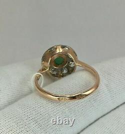 Vintage Original Soviet Russian Natural Turquoise Rose Gold Ring 583 14K USSR