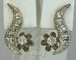 Vintage Original Soviet Russian Rose Gold Earrings Yakutia Diamond 583 14K USSR