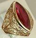 Vintage Original Soviet Russian Rose Gold Ruby Ring Marquise 583 14k Ussr