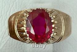 Vintage Original Soviet Russian Rose Ruby Ring 583 14K USSR, Russian Ruby Ring