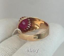 Vintage Original Soviet Russian Rose Ruby Ring 583 14K USSR, Russian Ruby Ring