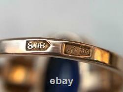 Vintage Original USSR Russian Soviet Rose Gold Ring Sapphire 583 14K Size 5.5