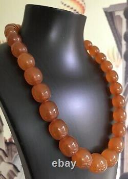 Vintage Outstanding Big Beads Russian Baltic Honey Amber Necklace 92grams Ussr