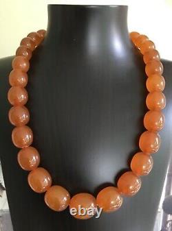 Vintage Outstanding Big Beads Russian Baltic Honey Amber Necklace 92grams Ussr