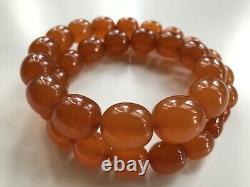 Vintage Outstanding Big Beads Russian Baltic Honey Amber Necklace 92grams Ussr