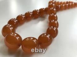 Vintage Outstanding Big Beads Russian Baltic Honey Amber Necklace 92grams Ussr