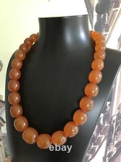 Vintage Outstanding Big Beads Russian Baltic Honey Amber Necklace 92grams Ussr