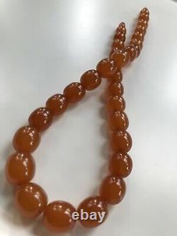 Vintage Outstanding Big Beads Russian Baltic Honey Amber Necklace 92grams Ussr