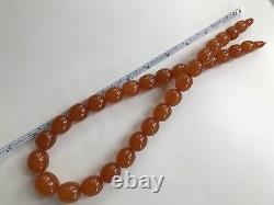 Vintage Outstanding Big Beads Russian Baltic Honey Amber Necklace 92grams Ussr