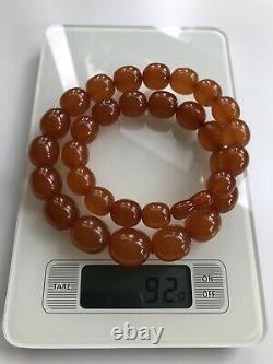 Vintage Outstanding Big Beads Russian Baltic Honey Amber Necklace 92grams Ussr