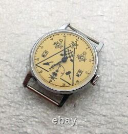 Vintage Pobeda Masonic Watch Mechancial Wrist Soviet Russian Rare USSR Dial Men