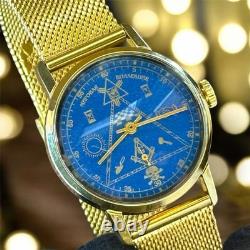 Vintage Pobeda Mechanical Masonic Symbol Watch USSR Men's Rare Russian Collect