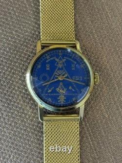 Vintage Pobeda Mechanical Masonic Symbol Watch USSR Men's Rare Russian Collect