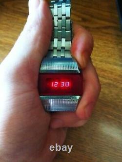 Vintage Pulsar Elektronika 1 First Russian USSR Digital Red LED Wrist Watch 1978