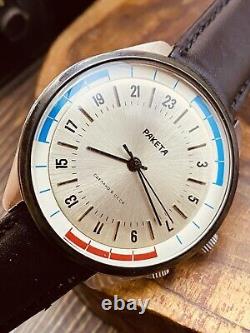 Vintage RAKETA 24 HOUR POLAR ANTARCTIC USSR Russian SOVIET Wristwatch 2623 #6032