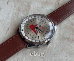 Vintage RAKETA 24 Hour POLAR ANTARCTIC USSR Russian Soviet Watch Watch Cal 2623H