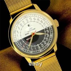 Vintage Raketa 24H Automatic Men's Watch USSR Night-Day Sputnik Dial Russian