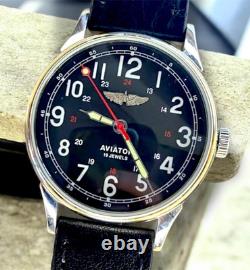 Vintage Raketa Watch Mechanical Aviator Wrist Russian Soviet USSR Military Rare