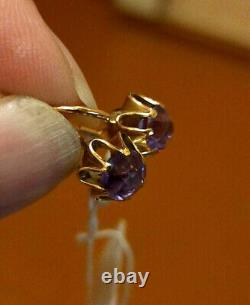Vintage Rare Earrings russian Soviet USSR jewelry Gold 14K 583 Alexandrite