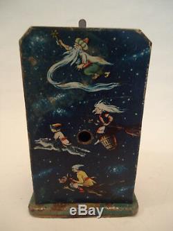 Vintage Rare USSR Russian SPUTNIK Wind Up Space Fairy Tales Litho Tin Toy 1959