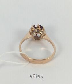 Vintage Rare USSR Unique Ring Size 7 ROYAL ALEXANDRITE Russian Rose Gold 583 14k