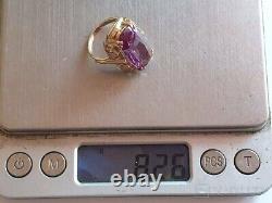 Vintage Ring Gold 583 14K Women's Amethyst Jewelry Russian Soviet Rare Old 20th