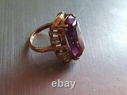 Vintage Ring Gold 583 14K Women's Amethyst Jewelry Russian Soviet Rare Old 20th