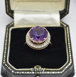 Vintage Ring Gold 583 14K Women's Amethyst Jewelry Russian Soviet USSR Zircon 20