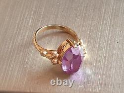 Vintage Ring Gold 583 14K Women's Jewelry Russian Stone Soviet USSR Rare Old 2th