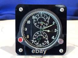 Vintage Russian Aircraft Cockpit Clock Chronograph USSR 2 Day Working