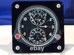 Vintage Russian Aircraft Cockpit Clock Chronograph USSR 2 Day Working