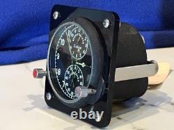 Vintage Russian Aircraft Cockpit Clock Chronograph USSR 2 Day Working