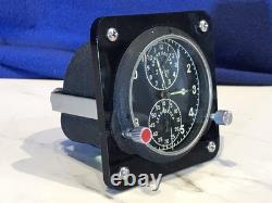 Vintage Russian Aircraft Cockpit Clock Chronograph USSR 2 Day Working