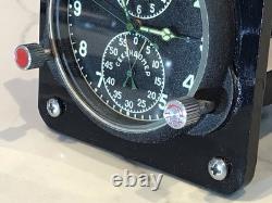 Vintage Russian Aircraft Cockpit Clock Chronograph USSR 2 Day Working