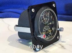 Vintage Russian Aircraft Cockpit Clock Chronograph USSR 2 Day Working