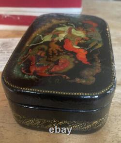 Vintage Russian Black Lacquer Box USSR 1990