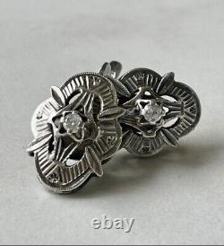 Vintage Russian Earrings Soviet Era Sterling Silver CZ Stone Jewelry USSR