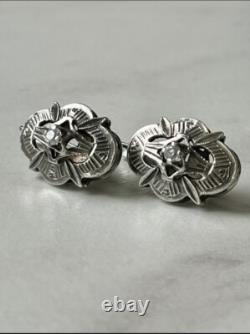 Vintage Russian Earrings Soviet Era Sterling Silver CZ Stone Jewelry USSR