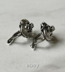 Vintage Russian Earrings Soviet Era Sterling Silver CZ Stone Jewelry USSR
