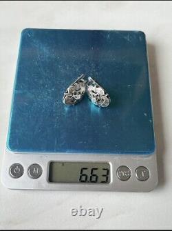 Vintage Russian Earrings Soviet Era Sterling Silver CZ Stone Jewelry USSR