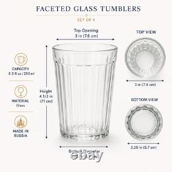 Vintage Russian Faceted Glasses Set of 4 USSR Graneny Stakan Barware Tumblers