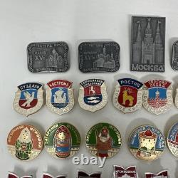Vintage Russian Lapel x 53 Hat Pins USSR Soviet City Landmarks Enamel 1993