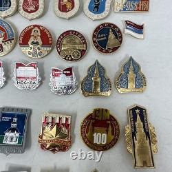 Vintage Russian Lapel x 53 Hat Pins USSR Soviet City Landmarks Enamel 1993